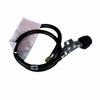 Starfire Designs Béton Fire Pit Replacement Regulator Hose shown coiled with attached propane tank fitting and safety warning label for 40-inch hidden tank connection setup.