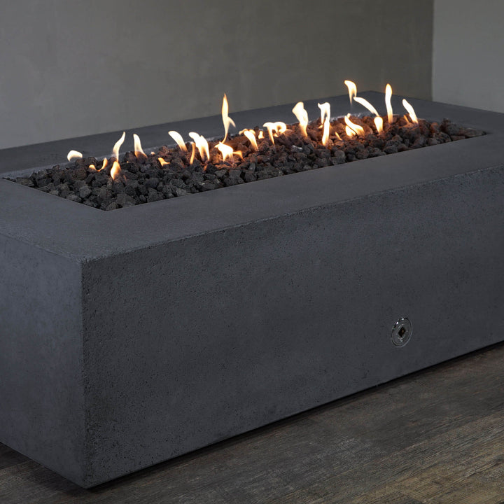 72" x 38" Rectangle Rustic Gravity Concrete (GFRC) Fire Pit - Natural Gas - Match Lit Ignition - Graphite by Starfire Designs