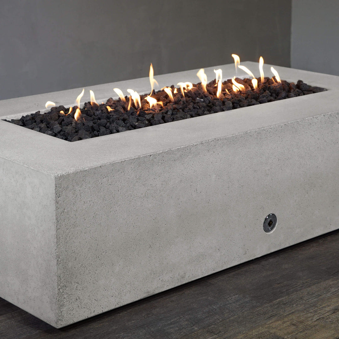 72" x 38" Rectangle Rustic Gravity Concrete (GFRC) Fire Pit - Natural Gas - Match Lit Ignition - White by Starfire Designs
