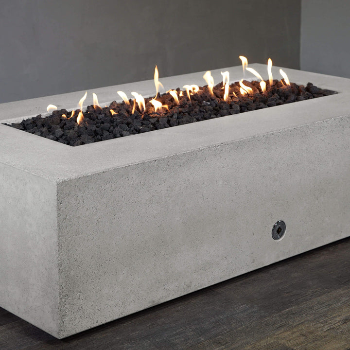 72" x 38" Rectangle Rustic Gravity Concrete (GFRC) Fire Pit - Natural Gas - Match Lit Ignition - White by Starfire Designs