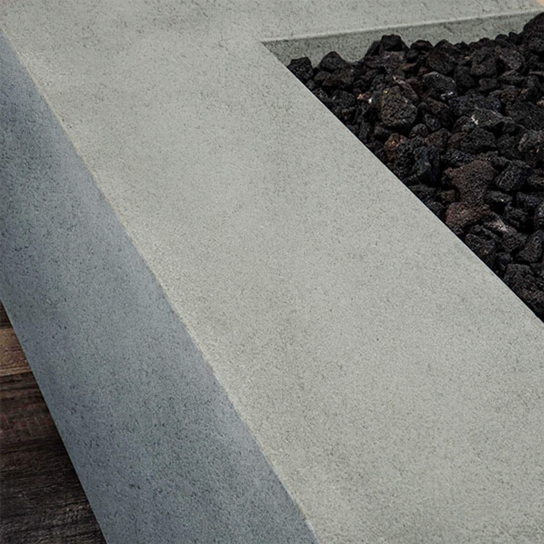 60" x 32" Rectangle Rustic Gravity Concrete (GFRC) Fire Pit - Propane Gas Hardline - 110V Electronic Ignition System - Natural Gray by Starfire Designs
