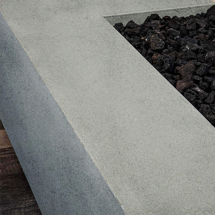60" x 32" Rectangle Rustic Gravity Concrete (GFRC) Fire Pit - Propane Gas Hardline - 110V Electronic Ignition System - Natural Gray by Starfire Designs

