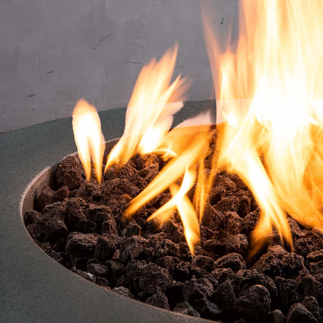 36" Round Rustic Gravity Concrete (GFRC) Fire Pit - Propane Gas Hardline - 110V Electronic Ignition System - Graphite by Starfire Designs
