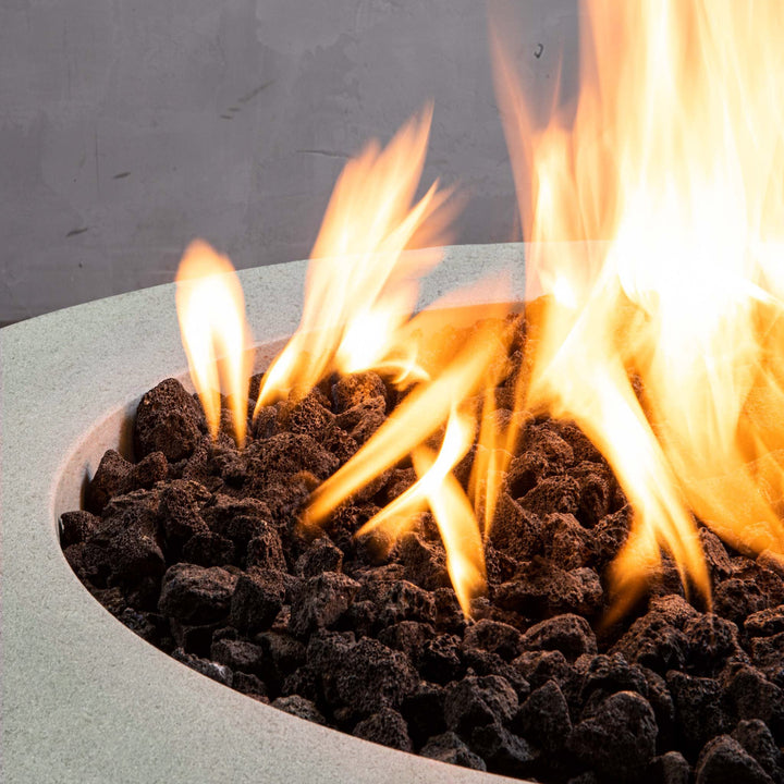 36" Round Rustic Gravity Concrete (GFRC) Fire Pit - Propane Gas Hardline - Flame Sense with Spark Ignition System - Natural Gray by Starfire Designs
