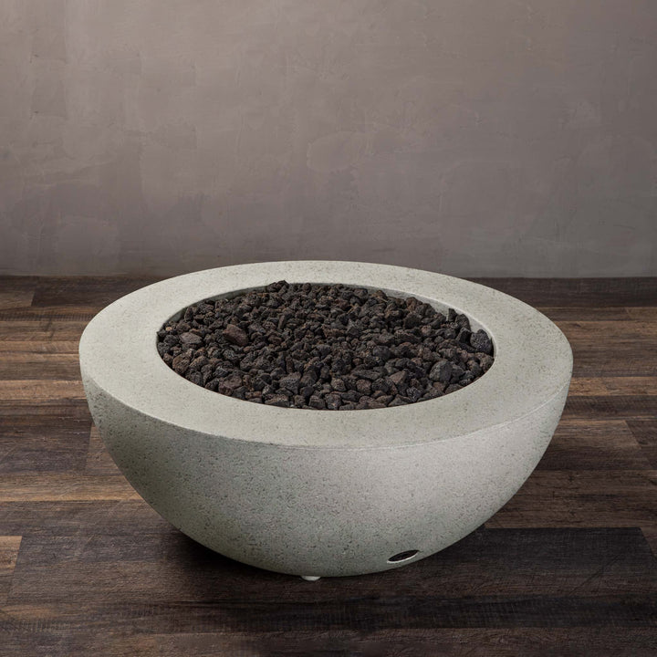 36" Round Rustic Gravity Concrete (GFRC) Fire Pit - Propane Gas Hardline - Flame Sense with Spark Ignition System - Natural Gray by Starfire Designs
