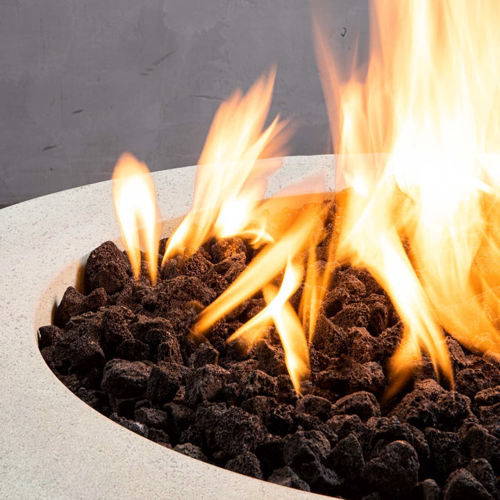 36" Round Rustic Gravity Concrete (GFRC) Fire Pit - Propane Gas Hardline - 110V Electronic Ignition System - White by Starfire Designs

