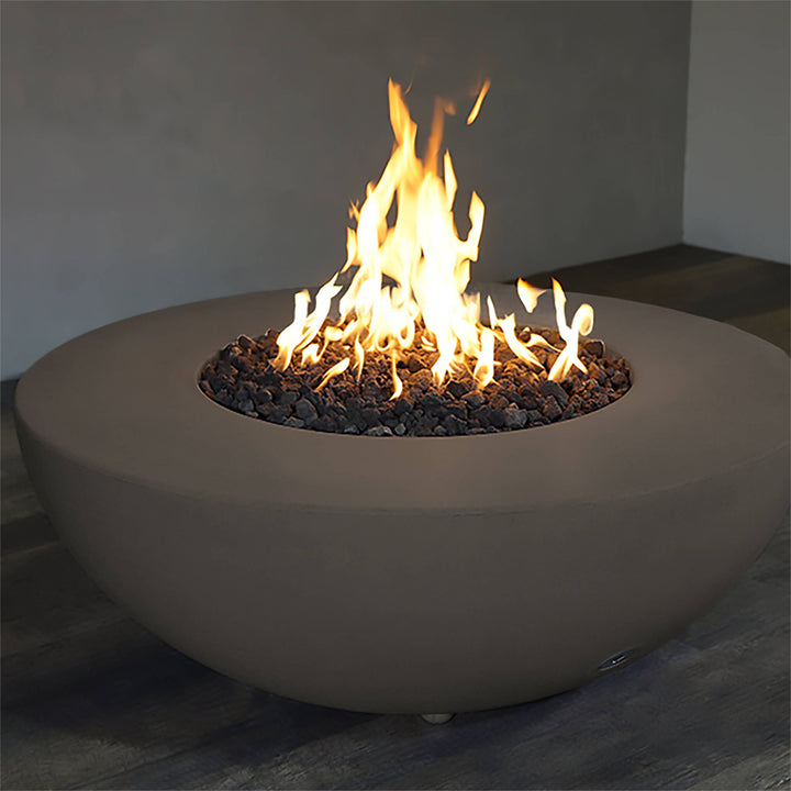 45" Round Rustic Gravity Concrete (GFRC) Fire Pit - Propane Gas Hardline - 110V Electronic Ignition System - Brown by Starfire Designs
