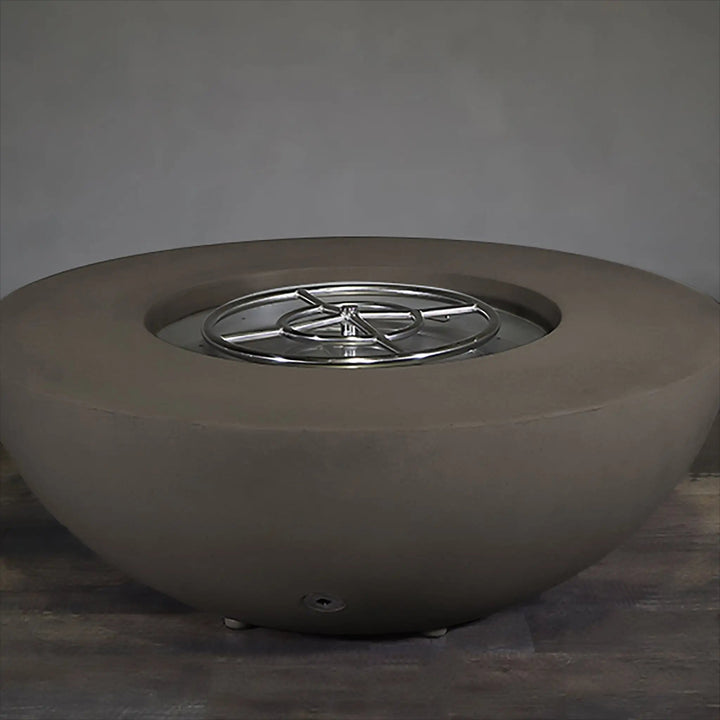 45" Round Rustic Gravity Concrete (GFRC) Fire Pit - Natural Gas - 110V Electronic Ignition System - Brown by Starfire Designs