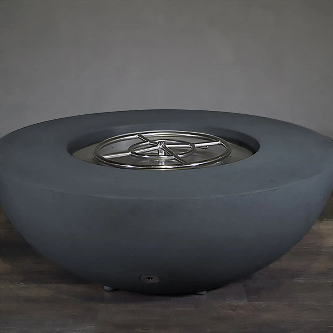 45" Round Rustic Gravity Concrete (GFRC) Fire Pit - Natural Gas - 110V CSA On/Off Electronic Ignition System - Graphite by Starfire Designs