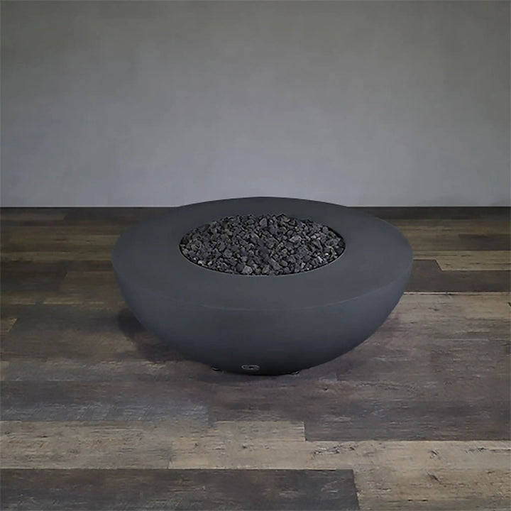 45" Round Rustic Gravity Concrete (GFRC) Fire Pit - Natural Gas - 110V Electronic Ignition System - Graphite by Starfire Designs