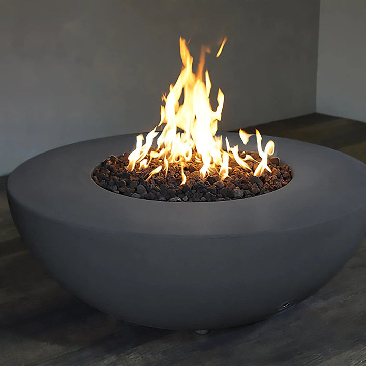 45" Round Rustic Gravity Concrete (GFRC) Fire Pit - Natural Gas - 110V CSA On/Off Electronic Ignition System - Graphite by Starfire Designs