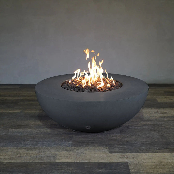 45" Round Rustic Gravity Concrete (GFRC) Fire Pit - Natural Gas - 110V CSA On/Off Electronic Ignition System - Graphite by Starfire Designs