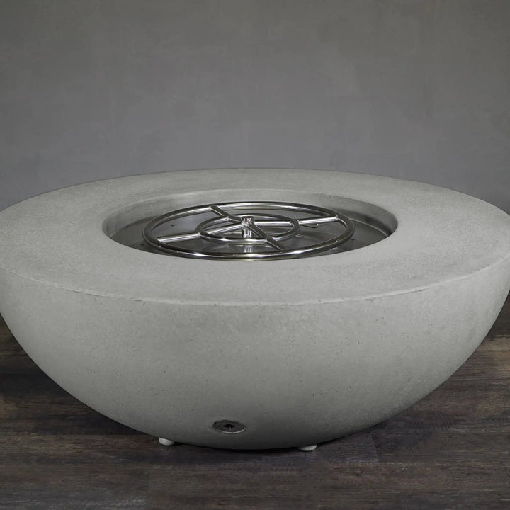 45" Round Rustic Gravity Concrete (GFRC) Fire Pit - Propane Gas Hardline - 110V CSA Hi/Lo Electronic Ignition System w/Bluetooth & Handheld Remote - Natural Gray by Starfire Designs