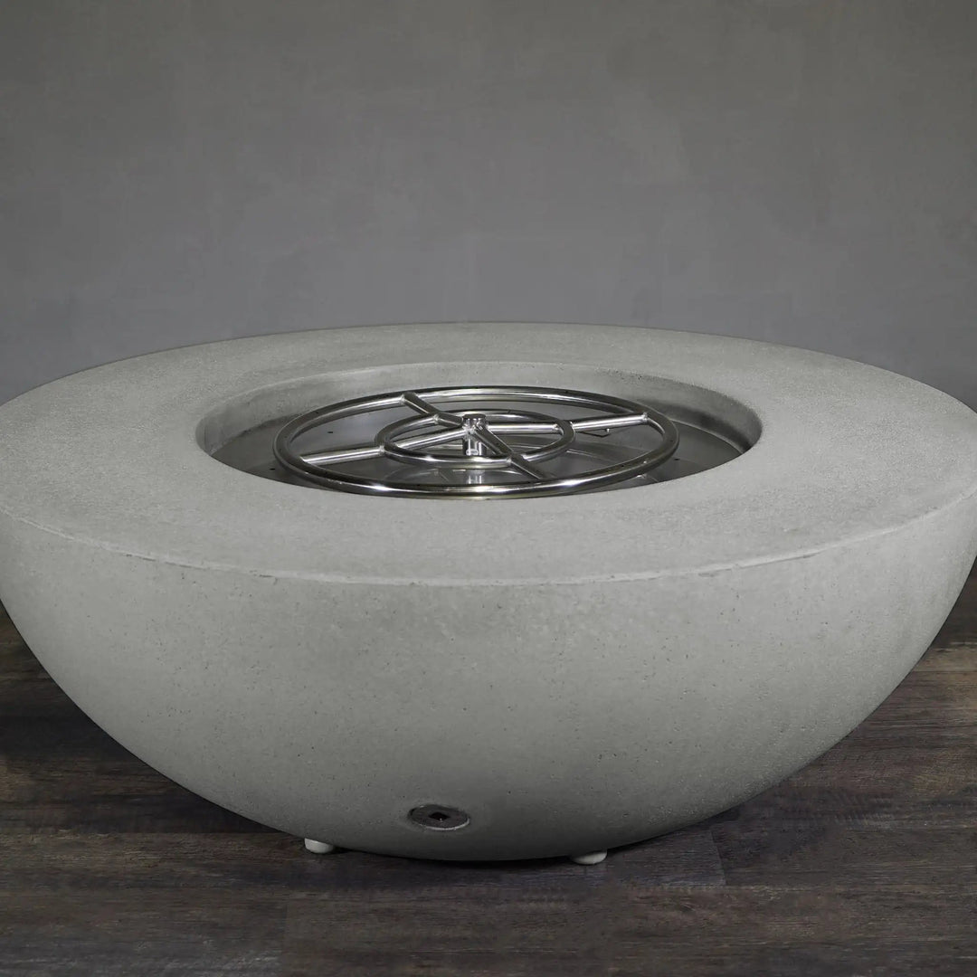 45" Round Rustic Gravity Concrete (GFRC) Fire Pit - Natural Gas - 110V CSA On/Off Electronic Ignition System - Natural Gray by Starfire Designs