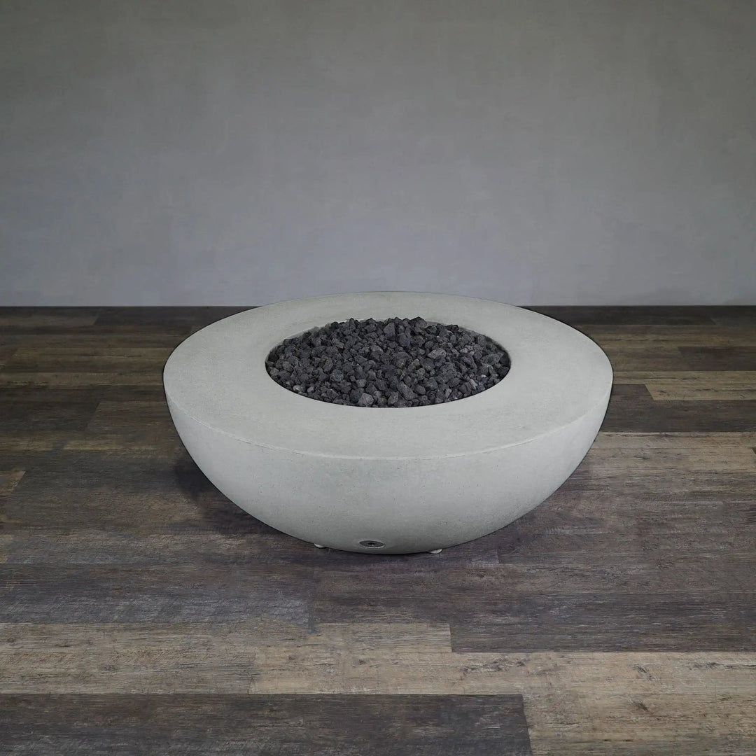 45" Round Rustic Gravity Concrete (GFRC) Fire Pit - Natural Gas - 110V CSA Hi/Lo Electronic Ignition System w/Bluetooth & Handheld Remote - Natural Gray by Starfire Designs