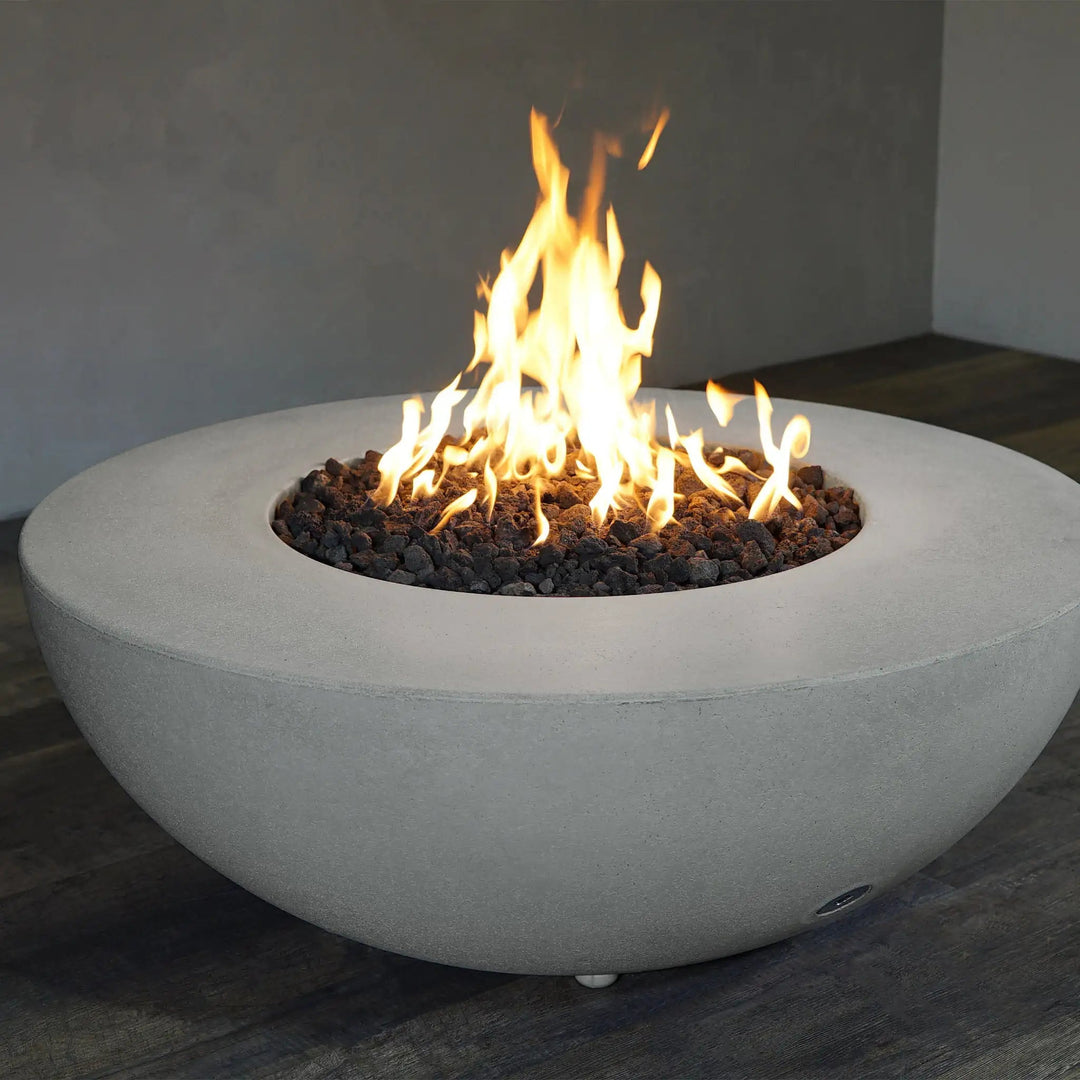 45" Round Rustic Gravity Concrete (GFRC) Fire Pit - Natural Gas - 110V Electronic Ignition System - Natural Gray by Starfire Designs