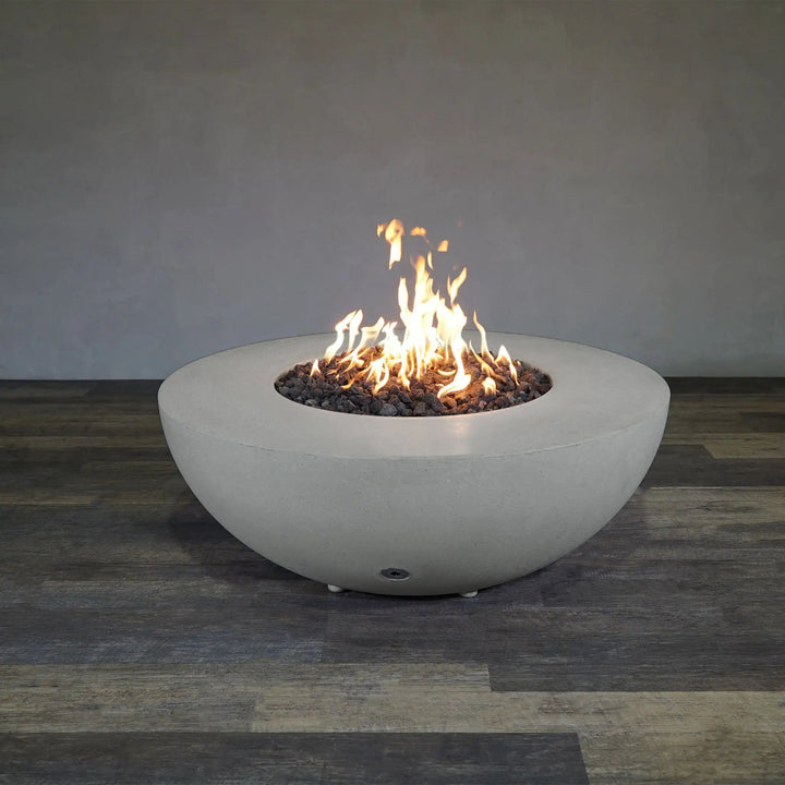 45" Round Rustic Gravity Concrete (GFRC) Fire Pit - Natural Gas - 110V CSA Hi/Lo Electronic Ignition System w/Bluetooth & Handheld Remote - Natural Gray by Starfire Designs