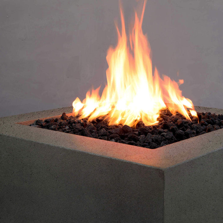 36" Square Rustic Gravity Concrete (GFRC) Fire Pit - Propane Gas Hardline - 110V Electronic Ignition System - Brown by Starfire Designs
