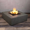 45" Square Rustic Gravity Concrete (GFRC) Fire Pit - Propane Gas Hardline - 110V CSA Hi/Lo Electronic Ignition System w/Bluetooth & Handheld Remote - Brown by Starfire Designs