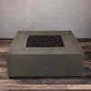 45" Square Rustic Gravity Concrete (GFRC) Fire Pit - Propane Gas Hardline - 110V CSA Hi/Lo Electronic Ignition System w/Bluetooth & Handheld Remote - Brown by Starfire Designs