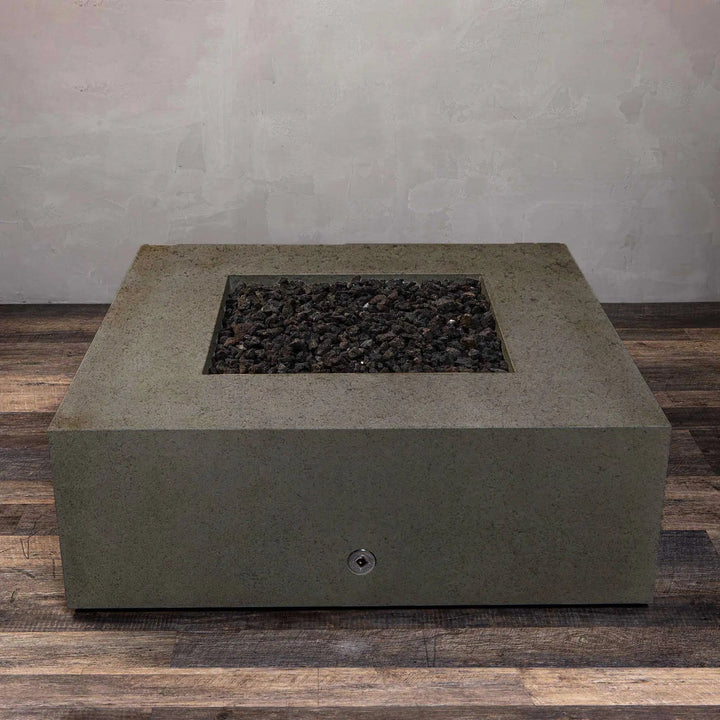 45" Square Rustic Gravity Concrete (GFRC) Fire Pit - Natural Gas - 110V CSA On/Off Electronic Ignition System - Brown by Starfire Designs