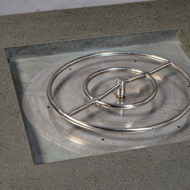 45" Square Rustic Gravity Concrete (GFRC) Fire Pit - Propane Gas Hardline - 110V Electronic Ignition System - Brown by Starfire Designs
