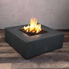 45" Square Rustic Gravity Concrete (GFRC) Fire Pit - Natural Gas - 110V Electronic Ignition System - Graphite by Starfire Designs