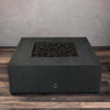 45" Square Rustic Gravity Concrete (GFRC) Fire Pit - Natural Gas - 110V Electronic Ignition System - Graphite by Starfire Designs