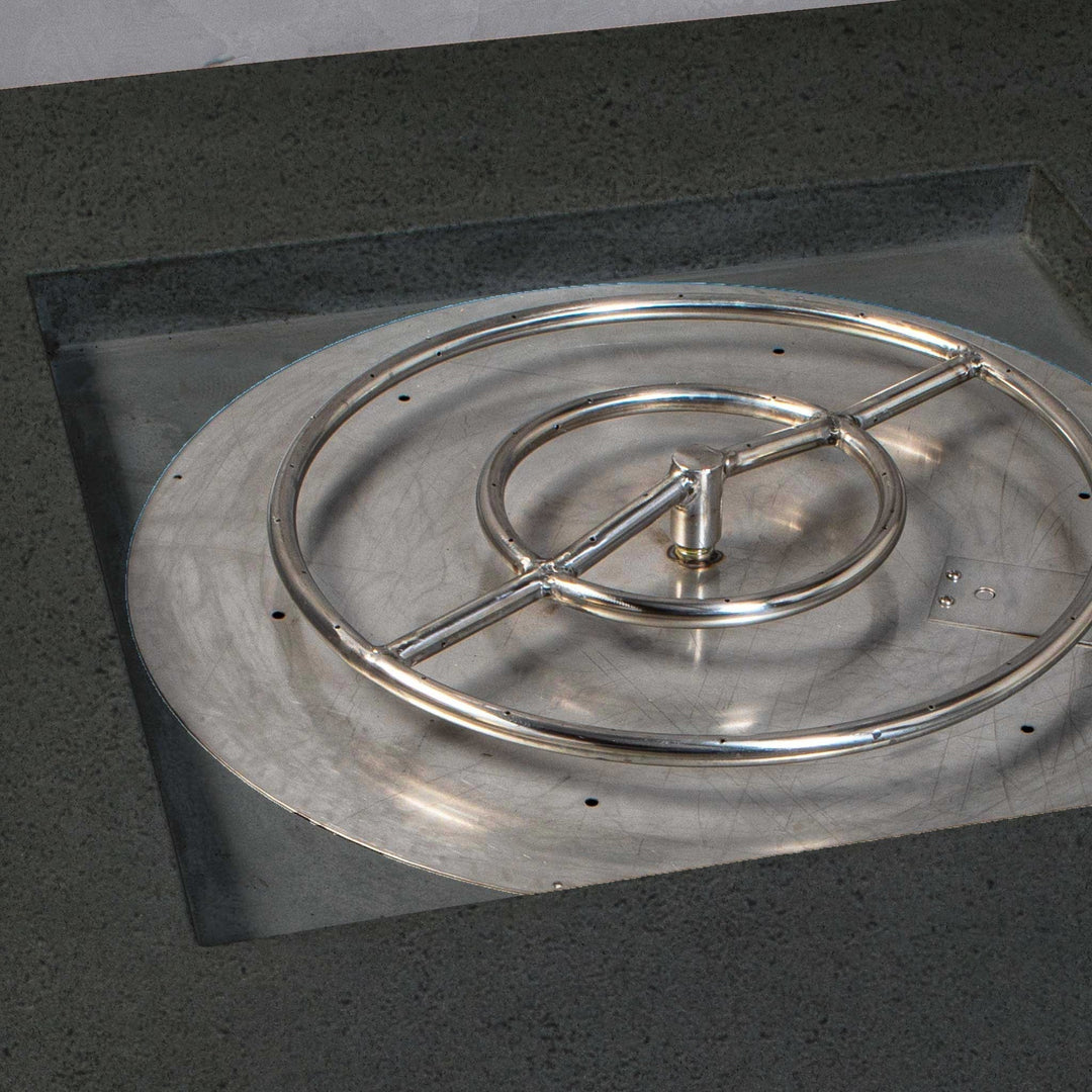 45" Square Rustic Gravity Concrete (GFRC) Fire Pit - Propane Gas Hardline - 110V Electronic Ignition System - Graphite by Starfire Designs
