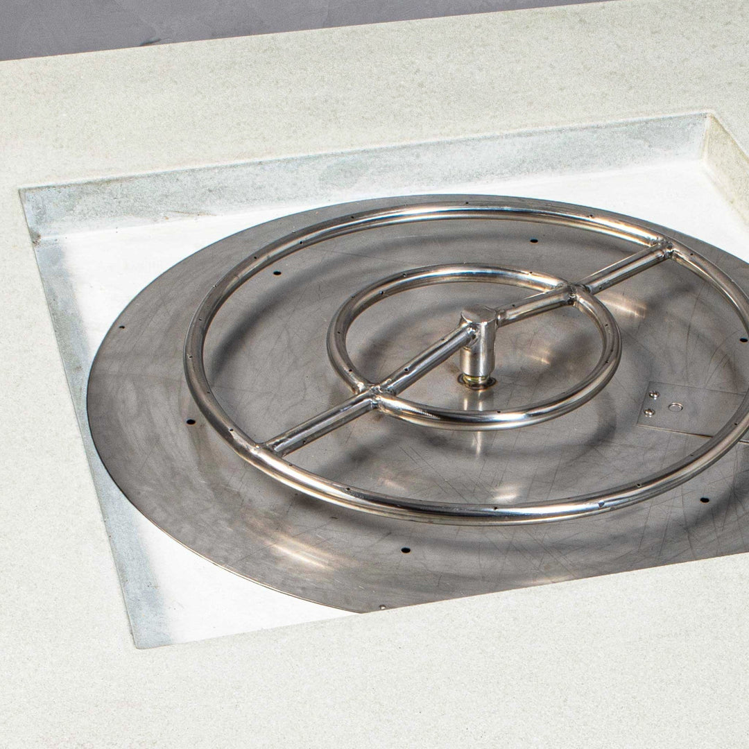 45" Square Rustic Gravity Concrete (GFRC) Fire Pit - Propane Gas Hardline - 110V Electronic Ignition System - White by Starfire Designs
