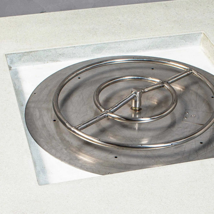 45" Square Rustic Gravity Concrete (GFRC) Fire Pit - Natural Gas - 110V CSA On/Off Electronic Ignition System - White by Starfire Designs