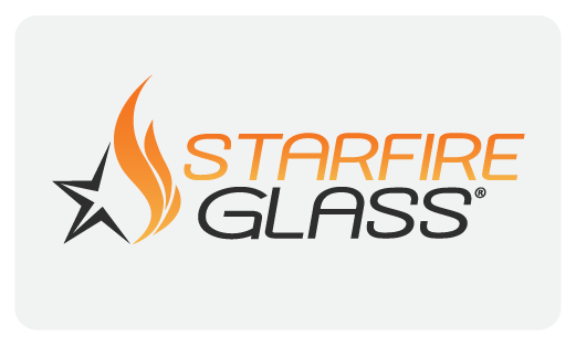 The Starfire Designs logo featuring the brand name in black and orange with a stylized star and flame icon, representing their luxury fire glass products.
