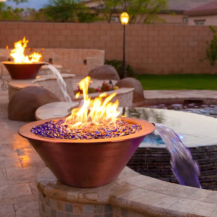Cazo 36" Round Hammered Copper Fire and Water Bowl by The Outdoor Plus