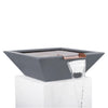 Sophisticated gray Maya Water Bowl with copper scupper, creating a striking geometric design for upscale water features.