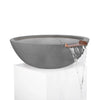 Natural gray Sedona water bowl with copper spillway, blending timeless style and functionality for elegant poolside waterfalls.