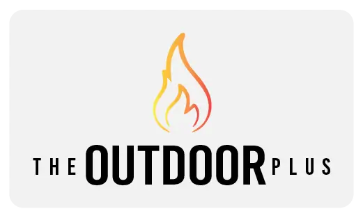 The Outdoor Plus logo featuring the brand name in black with a stylized flame icon with red to yellow coloring, representing their premium fire pit ignition, fire bowl, and fire pit products.