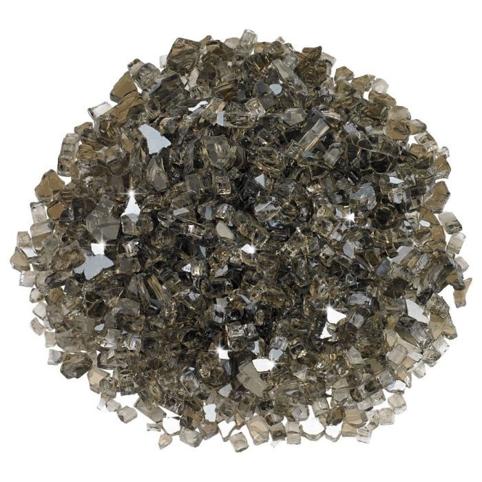 American Fire Products 1/4-inch bronze reflective fire glass—featuring warm, smoky brown tones and a glistening mirror finish that adds natural elegance and ambient sparkle to fire pits and fireplaces.