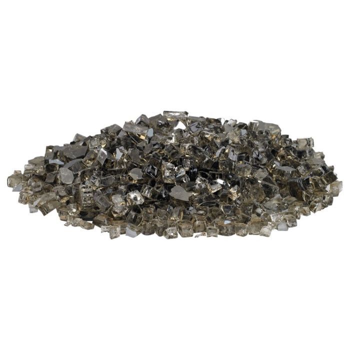A smooth mound of bronze 1/4" reflective fire glass from American Fire Products shimmers with earthy tones and mirror-like accents, adding understated elegance and radiant glow to fire pits and fire features.