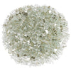 American Fire Products 1/4-inch Platinum reflective fire glass—sleek, silver-toned crushed glass with shimmering highlights that add modern elegance and brilliant sparkle to your fire feature.