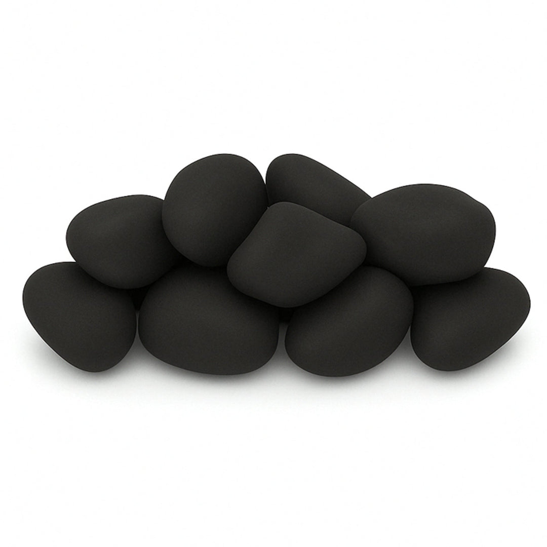 Matte Black Lite Stone Cobble - Set of 12 by American Fire Products