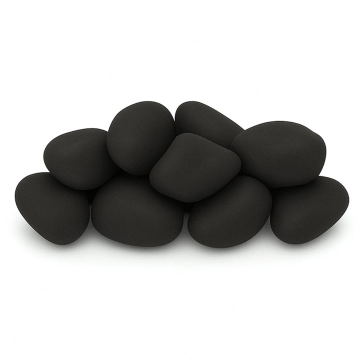 Matte Black Lite Stone Cobble - Set of 12 by American Fire Products