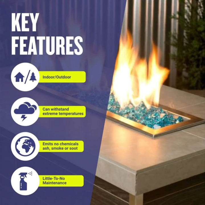 1/2" Azuria Reflective Fire Glass by American Fire Products