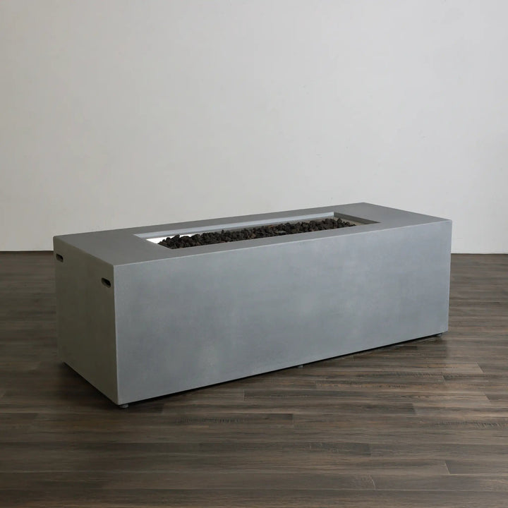 72" x 28" Rectangle Beton Concrete (GFRC) Gas Fire Pit with Hidden Propane Tank - Natural Gray by Starfire Designs
