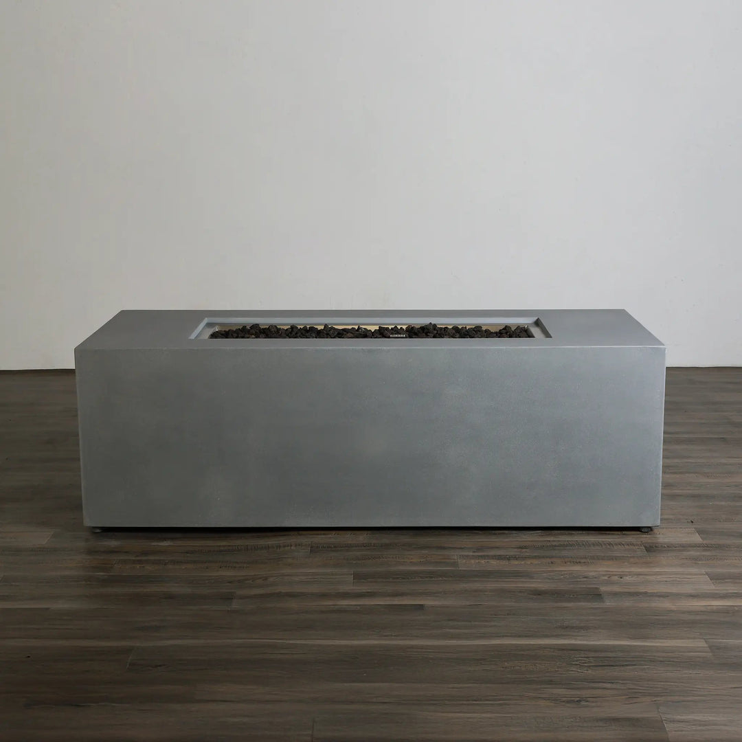 72" x 28" Rectangle Beton Concrete (GFRC) Gas Fire Pit with Hidden Propane Tank - Natural Gray by Starfire Designs