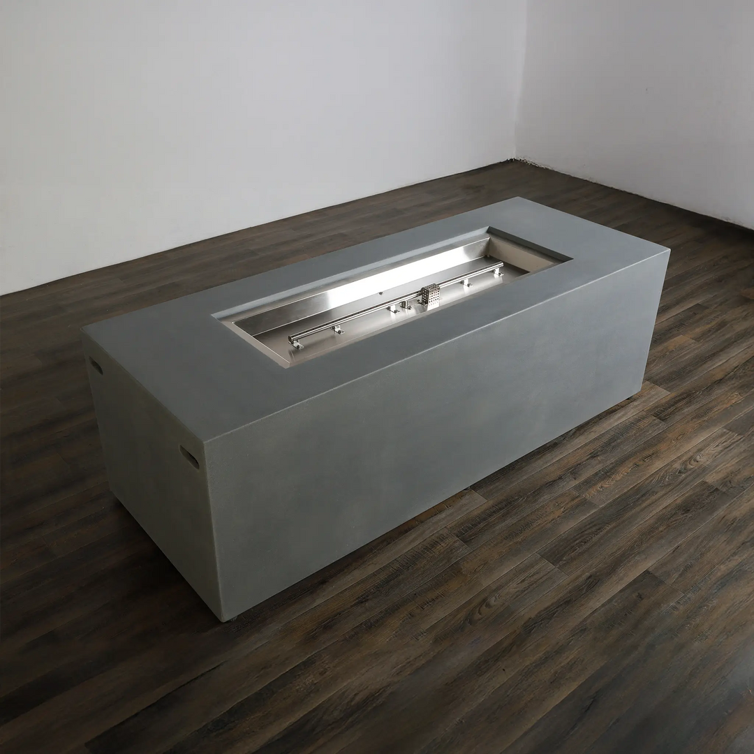 72" x 28" Rectangle Beton Concrete (GFRC) Gas Fire Pit with Hidden Propane Tank - Natural Gray by Starfire Designs