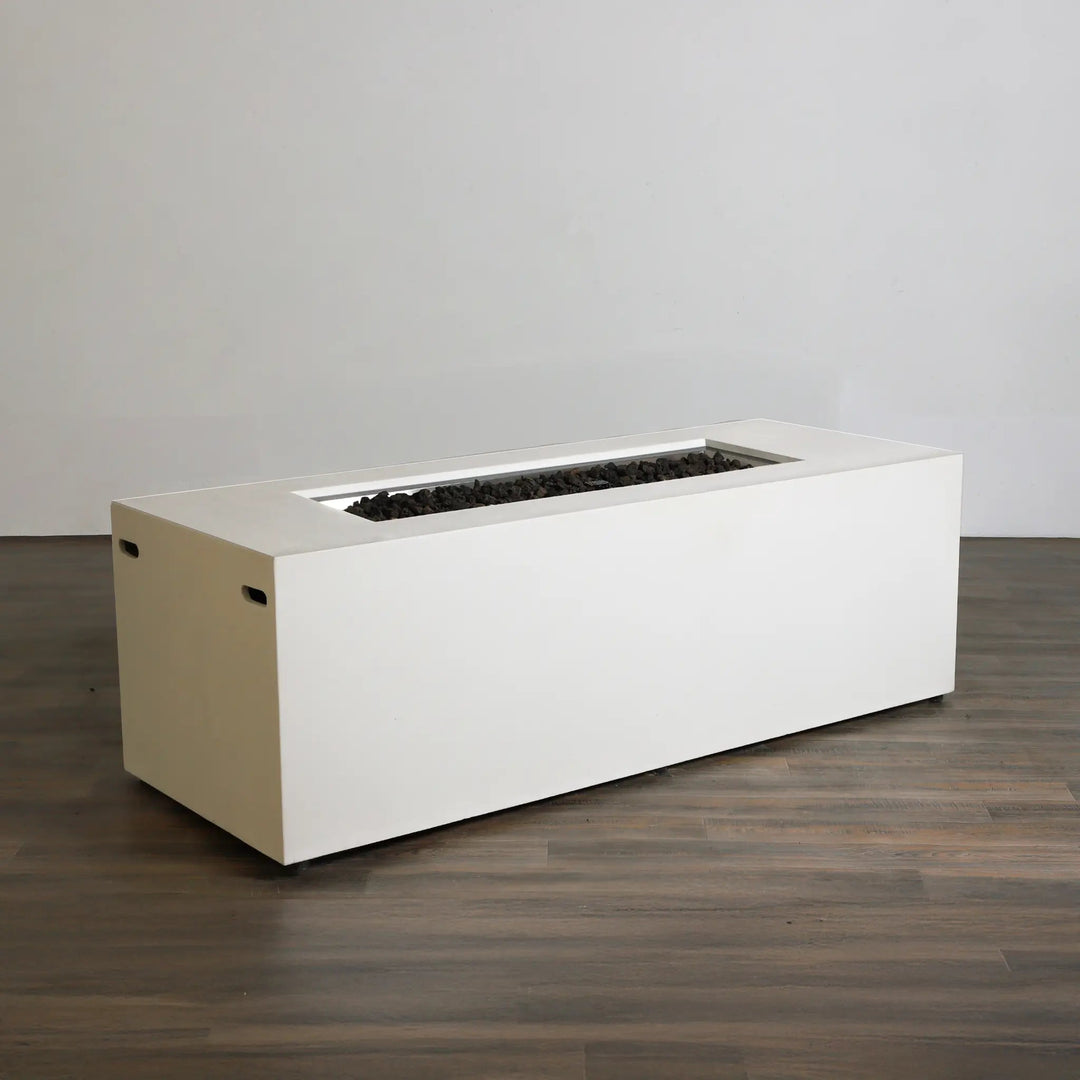 72" x 28" Rectangle Beton Concrete (GFRC) Gas Fire Pit with Hidden Propane Tank - White by Starfire Designs