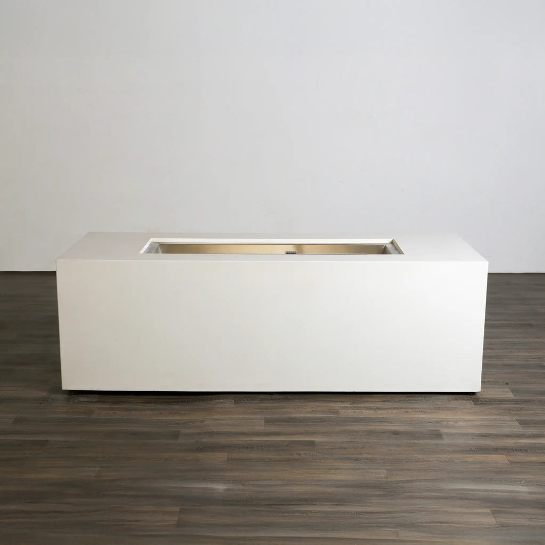 72" x 28" Rectangle Beton Concrete (GFRC) Gas Fire Pit with Hidden Propane Tank - White by Starfire Designs