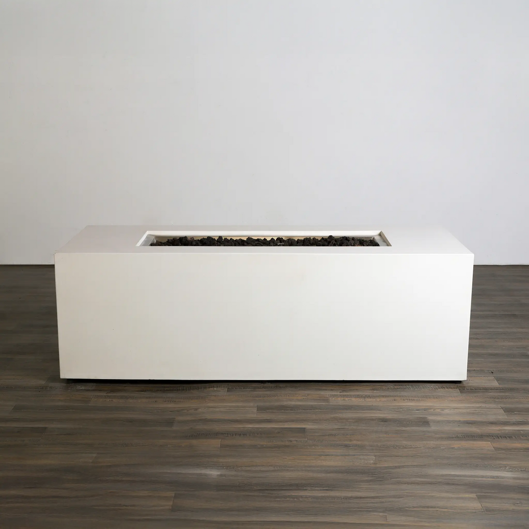 72" x 28" Rectangle Beton Concrete (GFRC) Gas Fire Pit with Hidden Propane Tank - White by Starfire Designs
