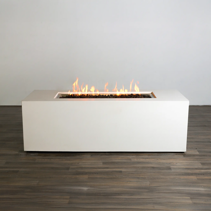 72" x 28" Rectangle Beton Concrete (GFRC) Gas Fire Pit with Hidden Propane Tank by Starfire Designs