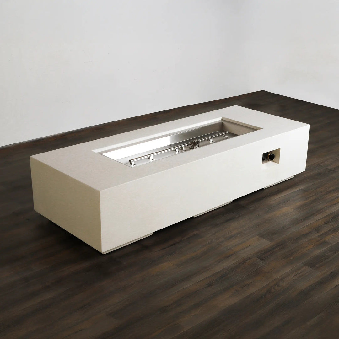 72" x 28" Rectangle Beton Concrete (GFRC) Gas Fire Pit - White by Starfire Designs